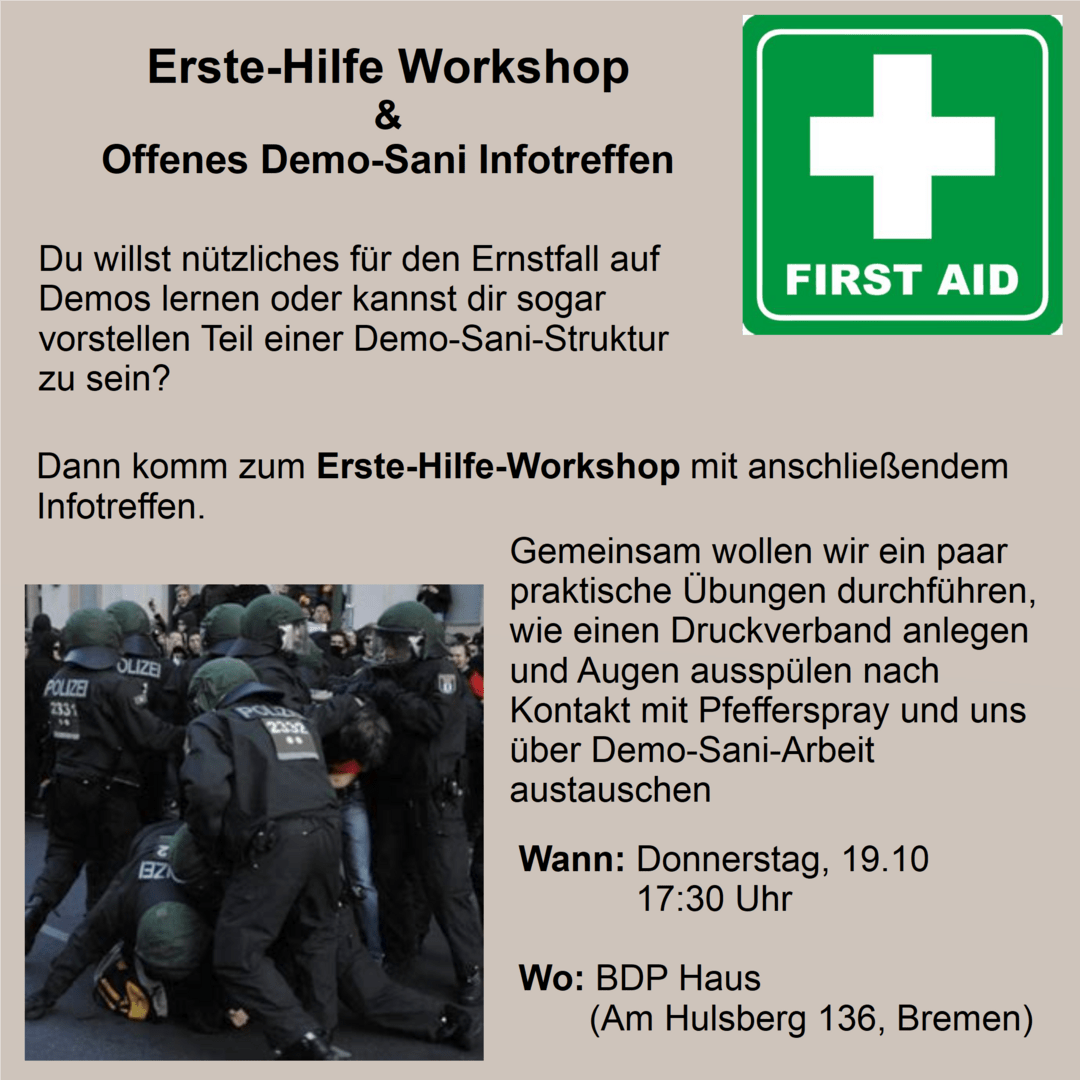 Erste-Hilfe Workshop & Demo Sani Infotreffen
